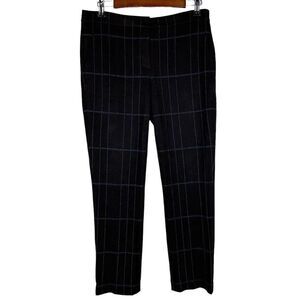 Theory Izelle K2 Ponte Knit Brown Windowpane Plaid Pant size 6